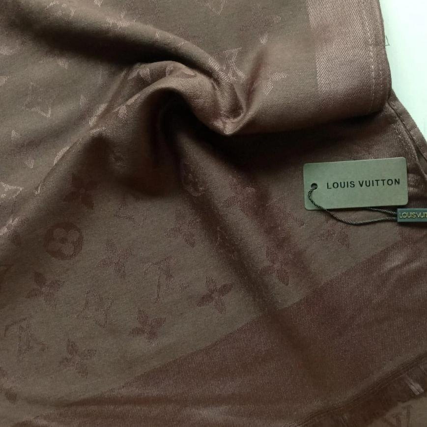 Louis Vuitton Silk Cashmere Stole Dark Brown