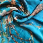 Large Printed Silk Stole Cerulean