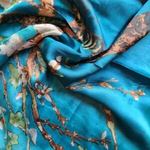 Large Printed Silk Stole Cerulean