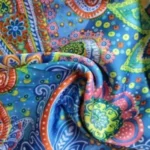 Large Printed Silk Stole Festive Blue