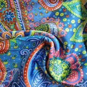 Large Printed Silk Stole Festive Blue