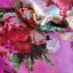 Large Printed Silk Stole Fuchsia Pink