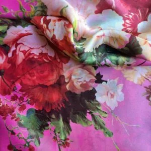 Large Printed Silk Stole Fuchsia Pink