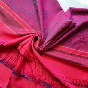 Crimson Woven Silk Stole