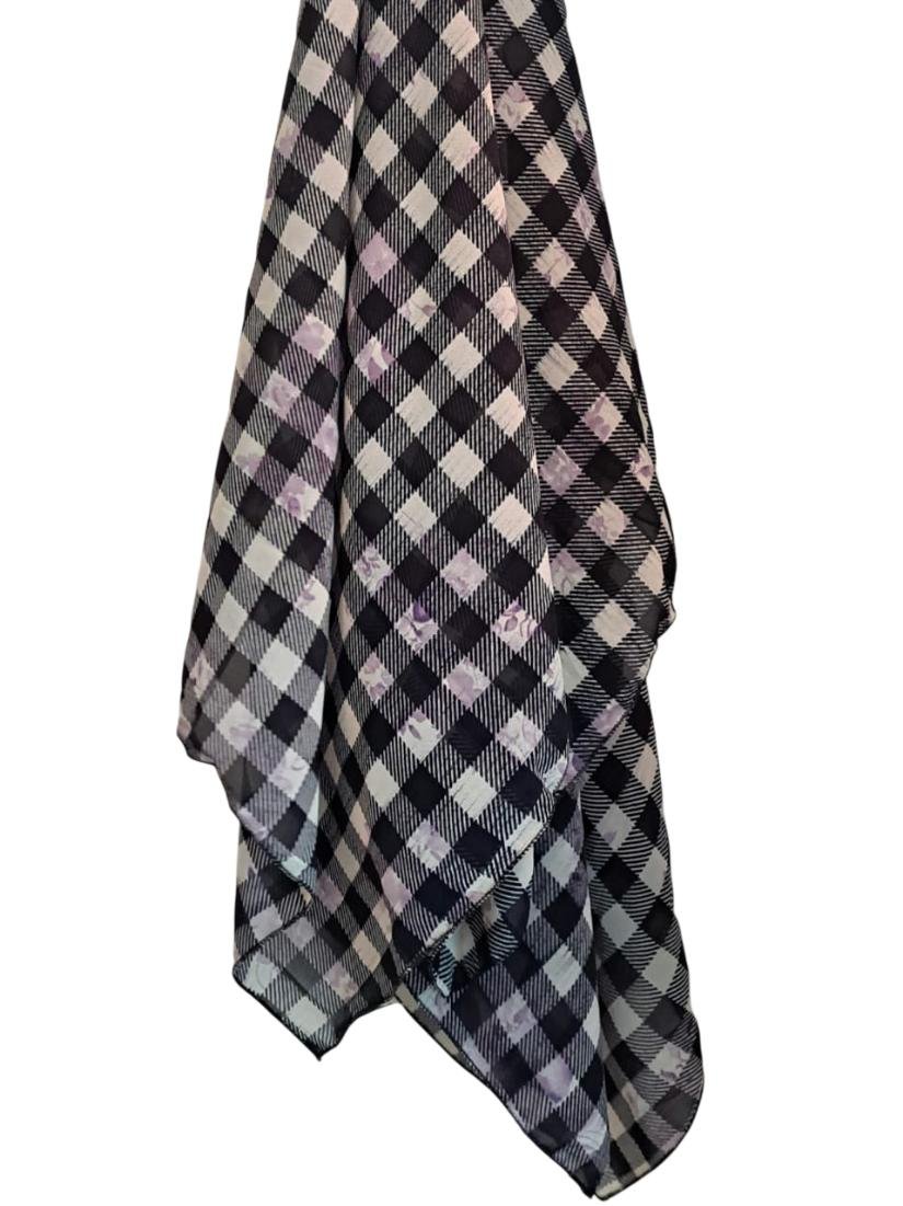 Printed Square Scarf Check Grace